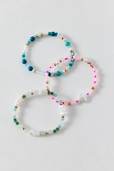 Urban Outfitters Constellation Pearl & Gold Beaded Stretch Bracelet Set In Blue, Women's At