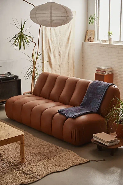 Urban Outfitters Corium Faux Leather Modular Sofa In Brown At