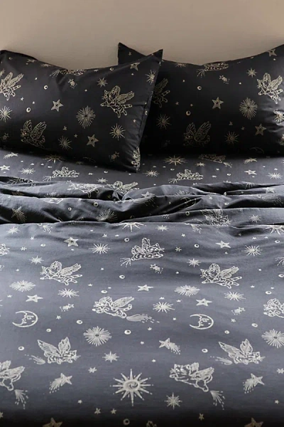 Urban Outfitters Cosmic Kitties Patterned Duvet Cover Set In Midnight At  In Black