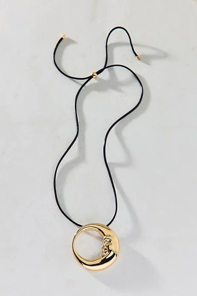 Urban Outfitters Cosmic Shores Pendant Corded Necklace In Gold, Women's At  In Black