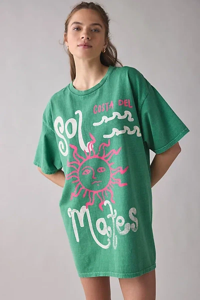 Urban Outfitters Costa Del Sol Mates Graphic T-shirt Dress In Green,  Women's At | ModeSens