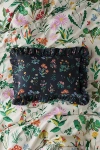 Urban Outfitters Cotton Ruffle Bolster Pillow In Black Flori Stems At