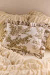 Urban Outfitters Cotton Ruffle Bolster Pillow In Green Frog Toile At