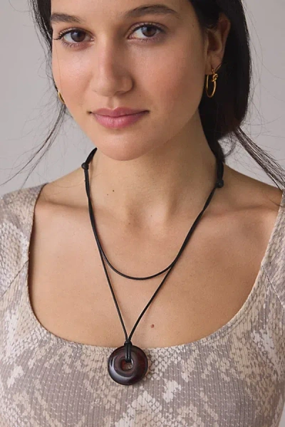 Urban Outfitters Court Pendant Corded Wrap Necklace In Brown, Women's At