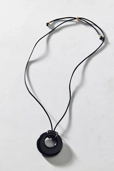 Urban Outfitters Court Resin Pendant Corded Necklace In Black, Women's At