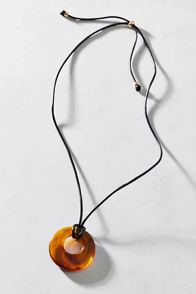 Urban Outfitters Court Resin Pendant Corded Necklace In Brown, Women's At  In Gold