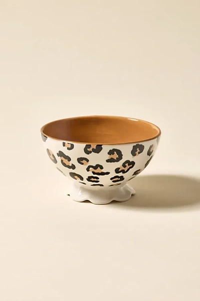 Urban Outfitters Courtney Ceramic Patterned Pedestal Snack Bowl In Leopard At  In Neutral