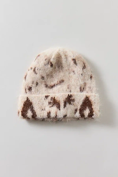Urban Outfitters Cow Pattern Beanie In Cow Print, Women's At  In Neutral