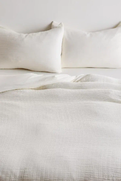 Urban Outfitters Cozy Crinkle Duvet Cover Set In Eggshell At