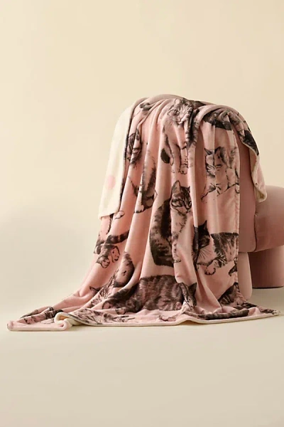 Urban Outfitters Cozy Logan Patterned Fleece Throw Blanket In Cat Nap At  In Animal Print