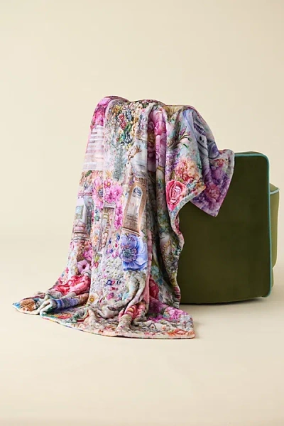 Urban Outfitters Cozy Logan Patterned Fleece Throw Blanket In Purple At  In Pink