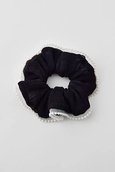 Urban Outfitters Crinkle Pearl Scrunchie In Black, Women's At