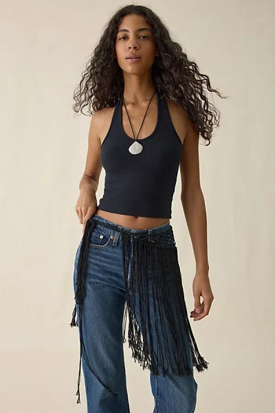 Urban Outfitters Crochet Xl Fringe Sarong In Black, Women's At  In Blue