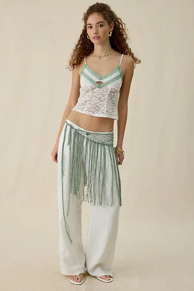 Urban Outfitters Crochet Xl Fringe Sarong In Olive, Women's At  In Green