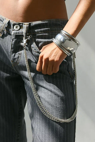 Urban Outfitters Cross Pendant Double Wallet Chain In Silver, Men's At