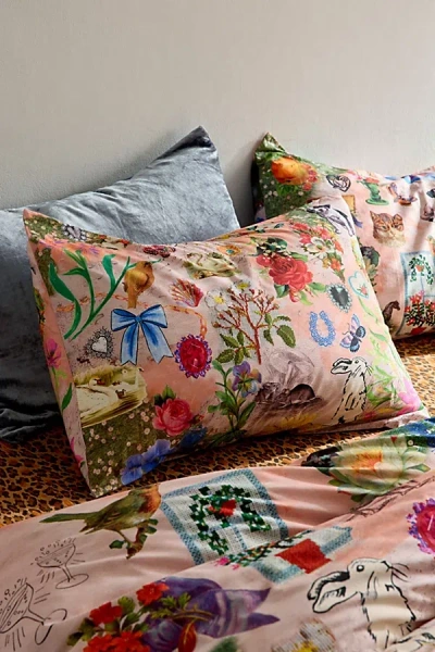 Urban Outfitters Curious Collage Breezy Cotton Percale Sham Set At  In Pink
