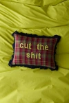 Urban Outfitters Cut The S*** Embroidered Fringe Throw Pillow In Assorted At  In Multi
