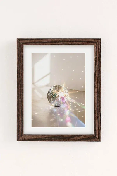 Urban Outfitters Dagmar Pels Glitz Glam Disco Ball Art Print In Walnut Wood Frame At  In Brown