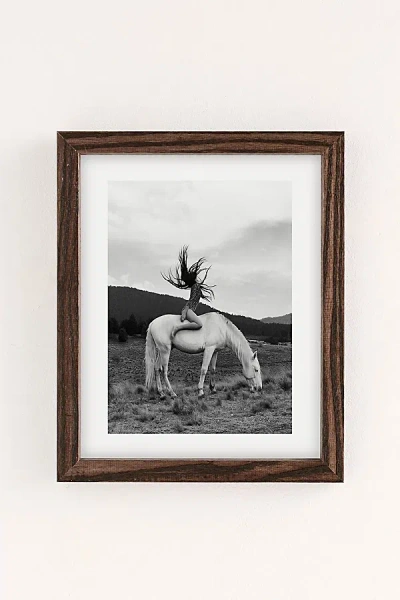 Urban Outfitters Dagmar Pels Wild Horse Girl Art Print In Walnut Wood Frame At  In Brown
