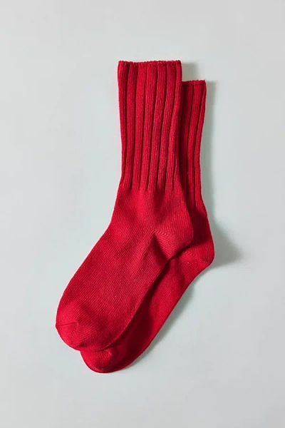 Urban Outfitters Dahlia Everyday Ribbed Crew Sock In Red, Women's At