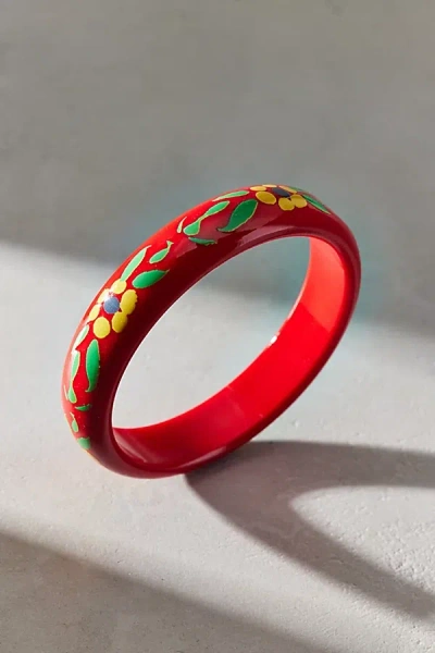 Urban Outfitters Dahlia Painted Floral Bangle Bracelet In Red, Women's At