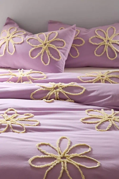 URBAN OUTFITTERS DAISY TUFTED CORE DUVET COVER IN LAVENDER YELLOW COMBO AT URBAN OUTFITTERS
