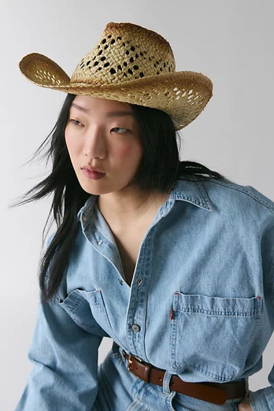 Urban Outfitters Dakota Burnished Straw Cowboy Hat In Tan, Women's At