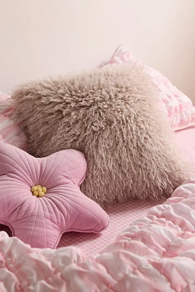 Urban Outfitters Dakota Shaggy Faux Fur Jacquard Throw Pillow In Cream At  In Multi