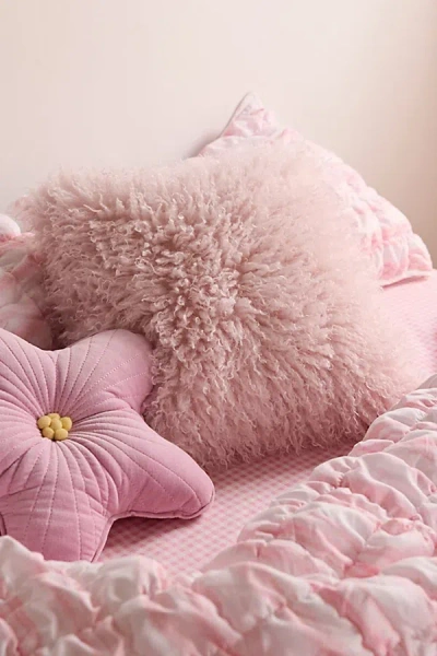 Urban Outfitters Dakota Shaggy Faux Fur Jacquard Throw Pillow In Mauve At  In Pink
