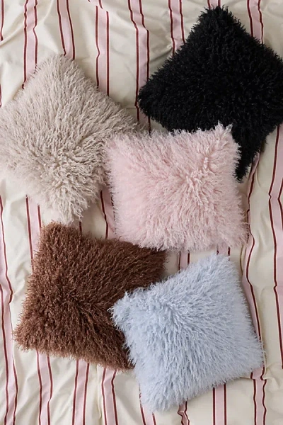 Urban Outfitters Dakota Shaggy Faux Fur Jacquard Throw Pillow In Skywriting At  In Multi
