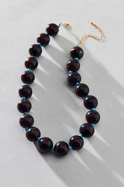 Urban Outfitters Dani Statement Beaded Necklace In Brown, Women's At  In Blue