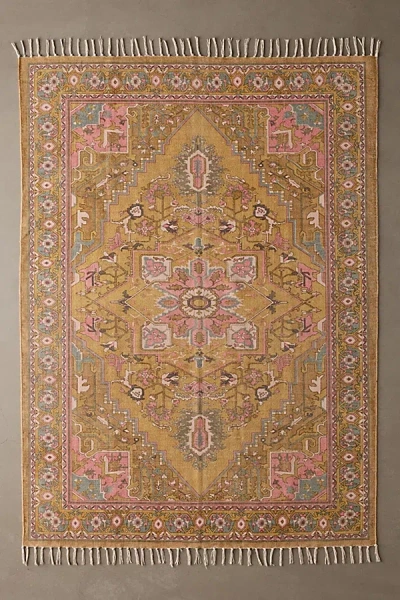 Urban Outfitters Daphne Art Deco Floral Printed Rug In Neutral At  In Multi