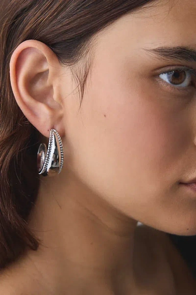 Urban Outfitters Daphne Textured Metal Hoop Earring In Silver, Women's At