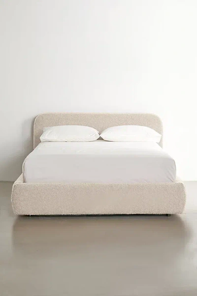 Urban Outfitters Daphne Upholstered Boucle Platform Bed In Ivory At