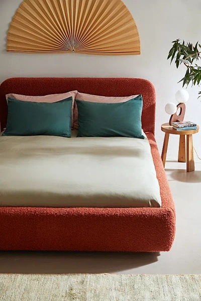 Urban Outfitters Daphne Upholstered Boucle Platform Bed In Maroon At  In Maroon