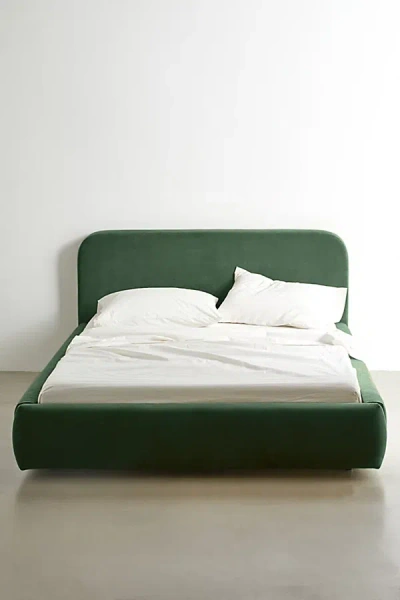 Urban Outfitters Daphne Velvet Platform Bed In Dark Green At