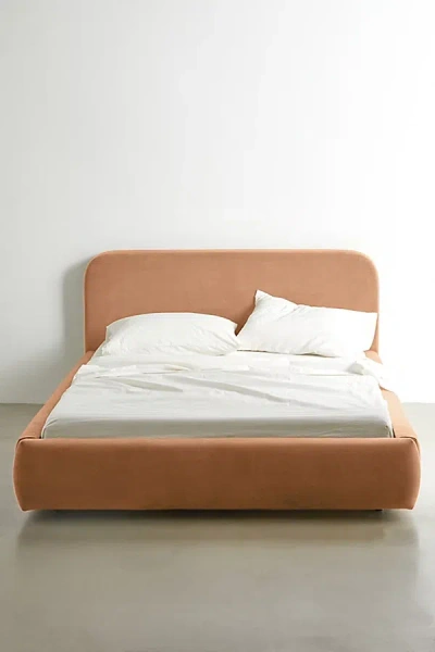 Urban Outfitters Daphne Velvet Platform Bed In Peach At