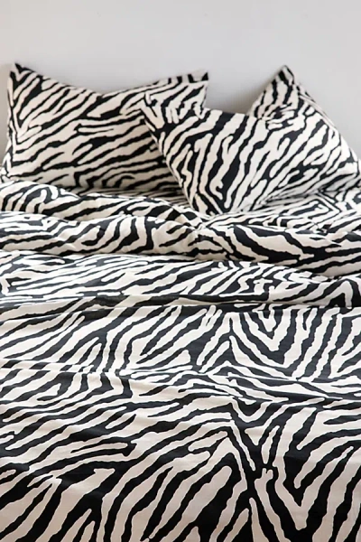 Urban Outfitters Darcie Zebra Patterned Core Duvet Set In Black/white At  In Animal Print