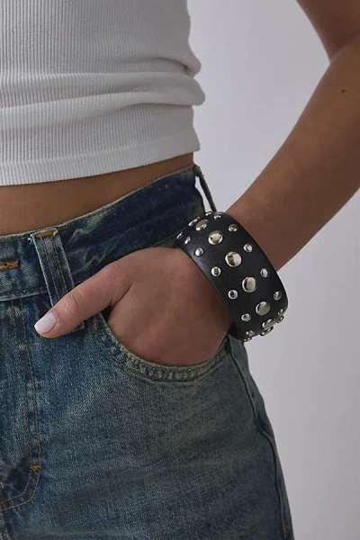 Urban Outfitters Dean Metal Studded Bangle Bracelet In Black, Women's At