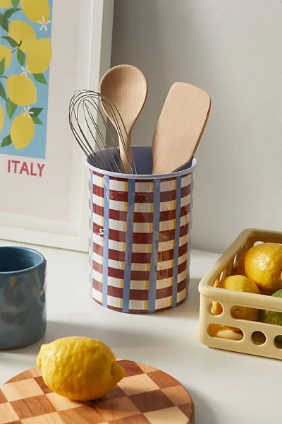 Urban Outfitters Decal Utensil Holder In Gingham At  In Multi