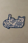 Urban Outfitters Delft Cat Shaped Coir Doormat In Blue At  In Blue