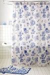 Urban Outfitters Delft Cat Shower Curtain In Blue At