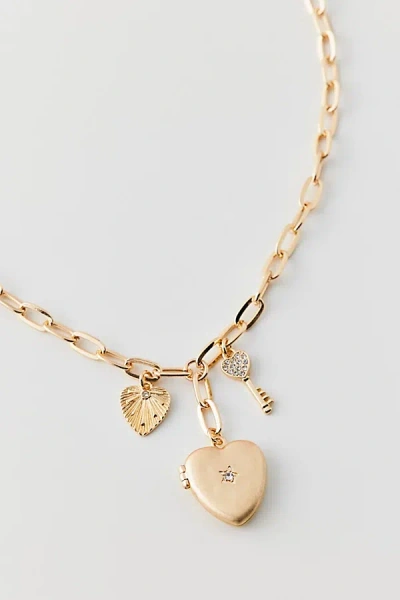 Urban Outfitters Delia Heart Locket Necklace In Gold, Women's At