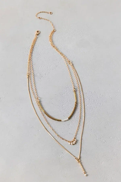 Urban Outfitters Delicate Beaded Layered Necklace In Gold, Women's At