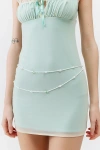 URBAN OUTFITTERS DELICATE FLOWER BEADED DOUBLE-LAYER CHAIN BELT IN PEARL, WOMEN'S AT URBAN OUTFITTERS