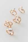 URBAN OUTFITTERS DELICATE PEARL RING SET IN GOLD, WOMEN'S AT URBAN OUTFITTERS