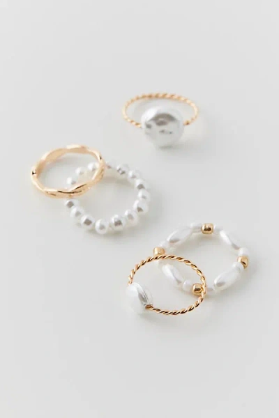 Urban Outfitters Delicate Pearl Ring Set In Pearl, Women's At