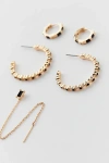 URBAN OUTFITTERS DELICATE RHINESTONE EARRING SET IN GOLD, WOMEN'S AT URBAN OUTFITTERS
