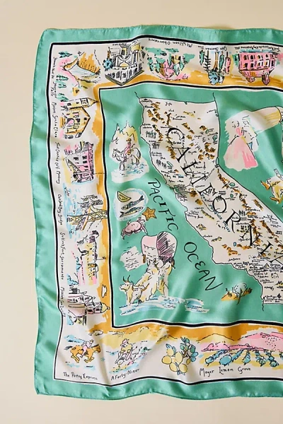 Urban Outfitters Destination Pattern Satin Scarf In Mint, Women's At  In Green