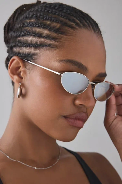 Urban Outfitters Devon Oval Sunglasses In Silver, Women's At
